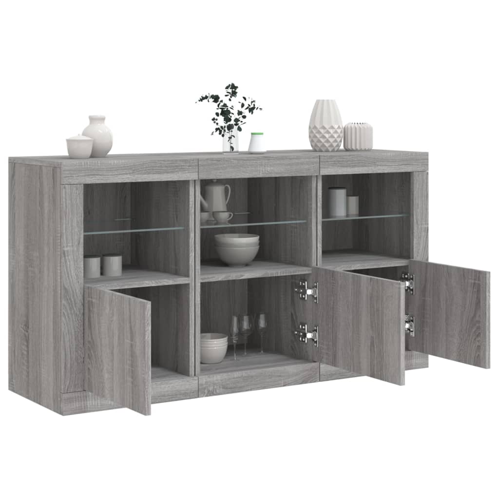 Dressoir met LED-verlichting 123x37x67 cm grijs sonoma eiken is nu te koop bij PeponiXL, paradijselijk wonen!