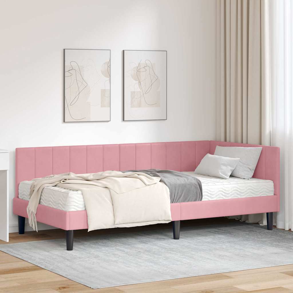 Hoekbedframe met Matras met hoofdeinde 2 pcs Grijs Fluweel is nu te koop bij PeponiXL, paradijselijk wonen!