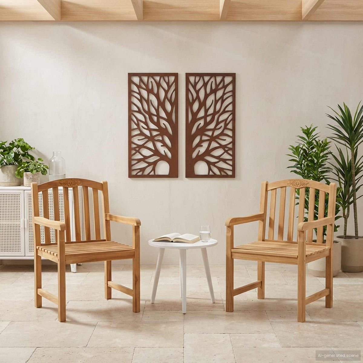 Stoelen met rozenmotief 2 stuks Naturel 58 x 60 x 90 cm is nu te koop bij PeponiXL, paradijselijk wonen!