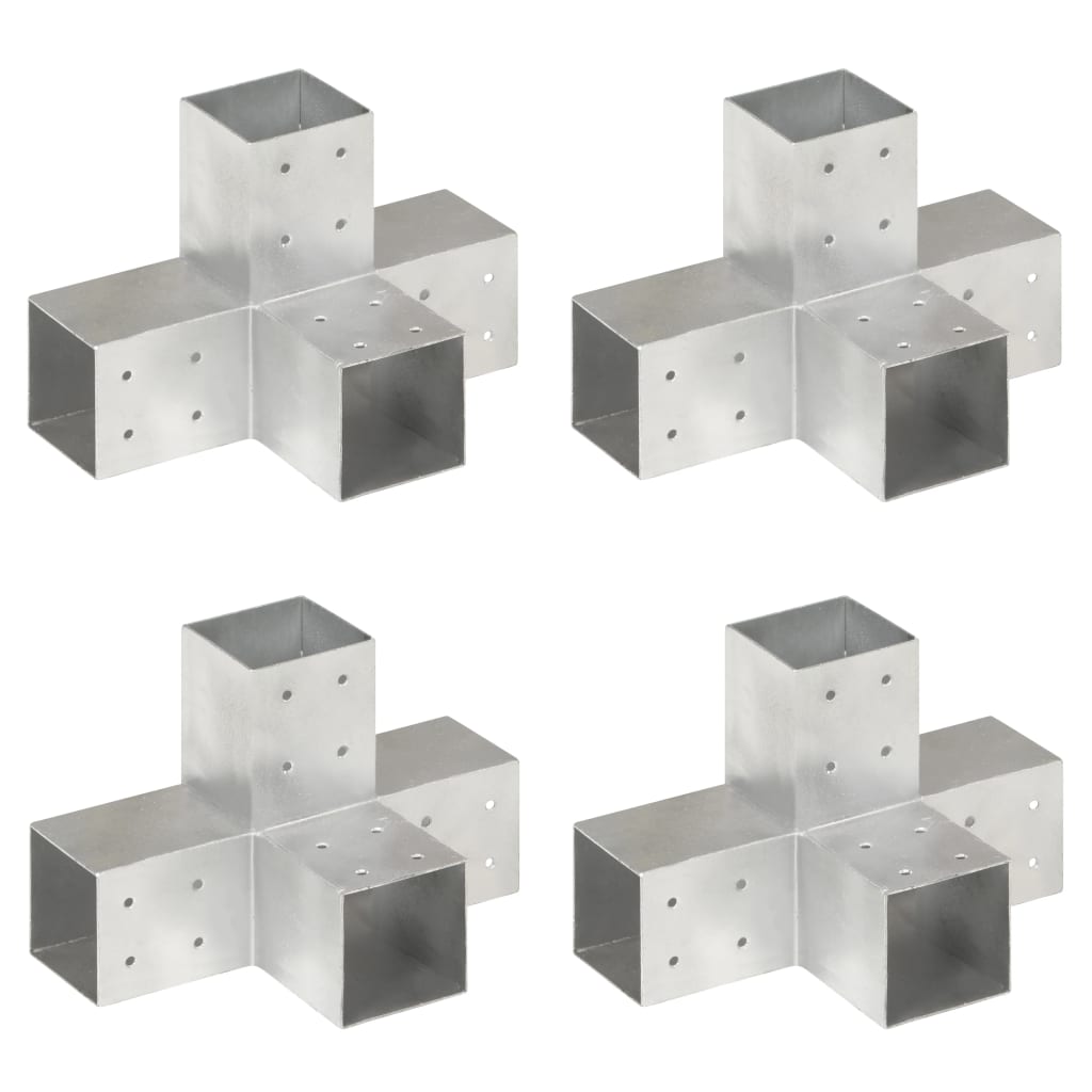 Paalverbindingen 4 st X-vorm 81x81 mm gegalvaniseerd metaal is nu te koop bij PeponiXL, paradijselijk wonen!