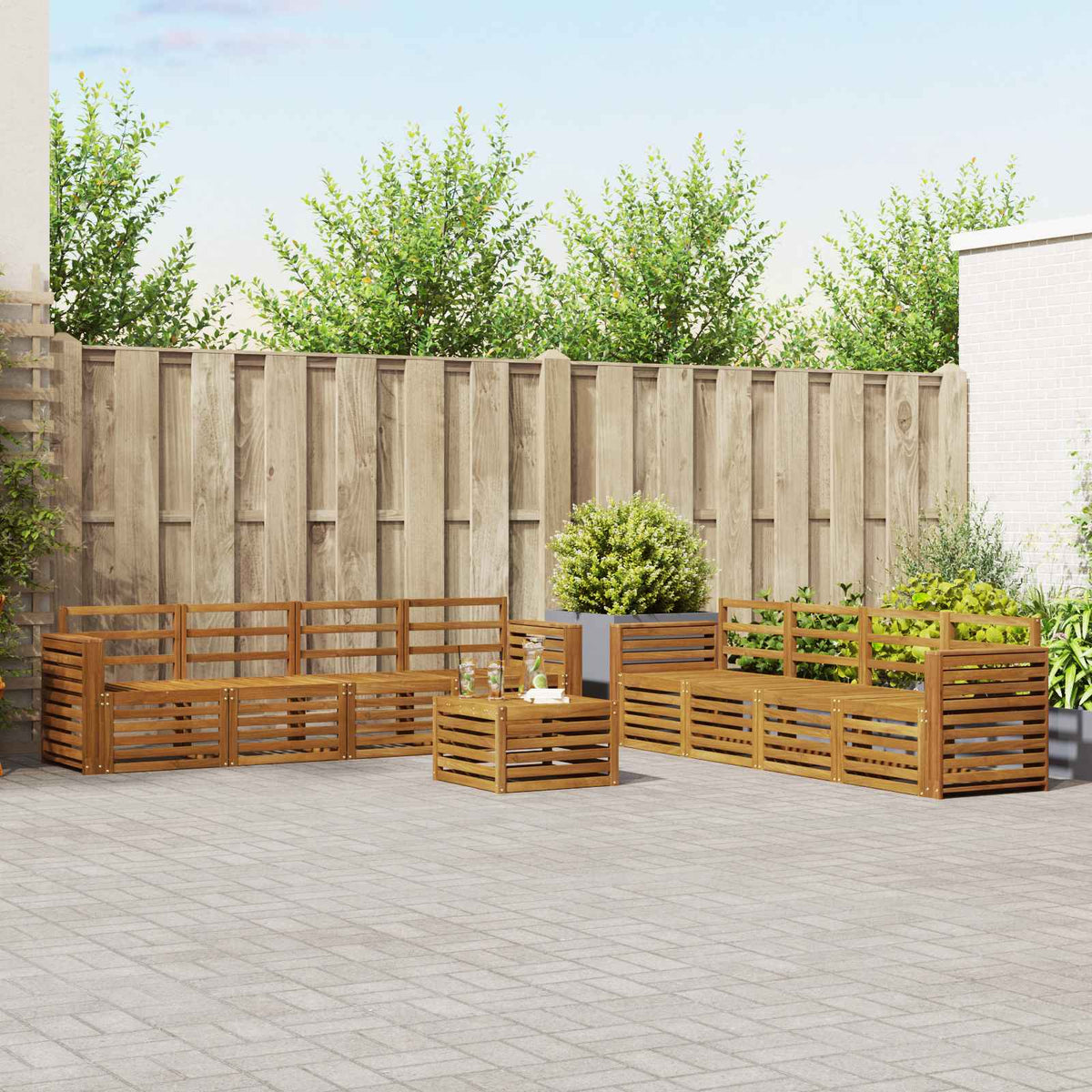 Sofa-Sets 9 pcs Naturel Massief Acaciahout is nu te koop bij PeponiXL, paradijselijk wonen!