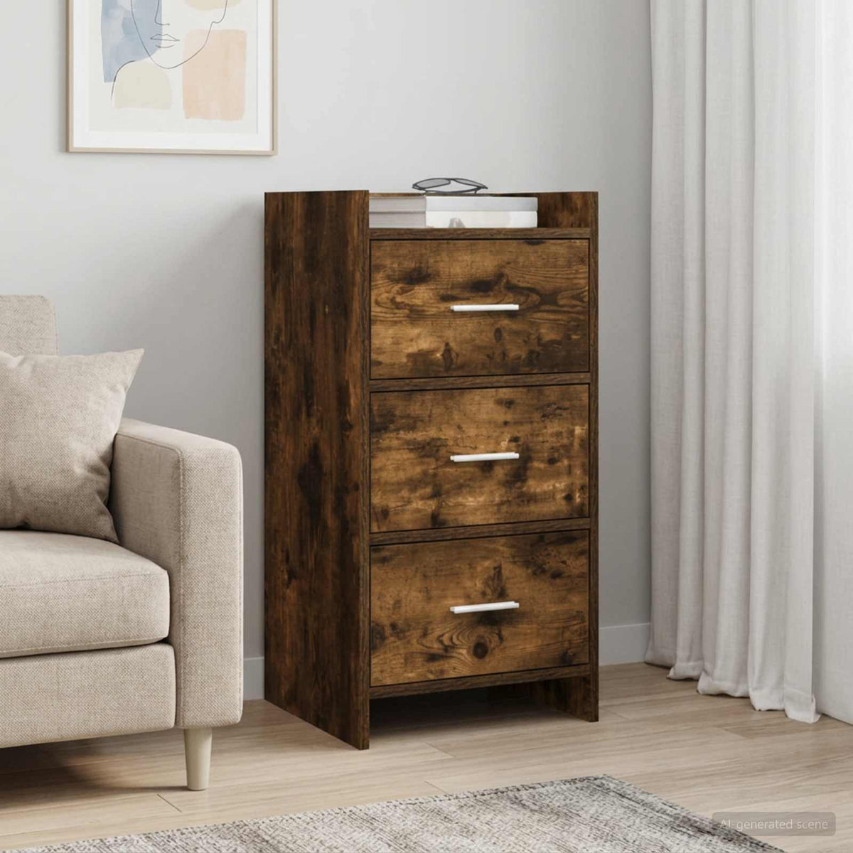 Dressoir Gerookt eiken 40 x 36 x 80 cm Bewerkt hout is nu te koop bij PeponiXL, paradijselijk wonen!