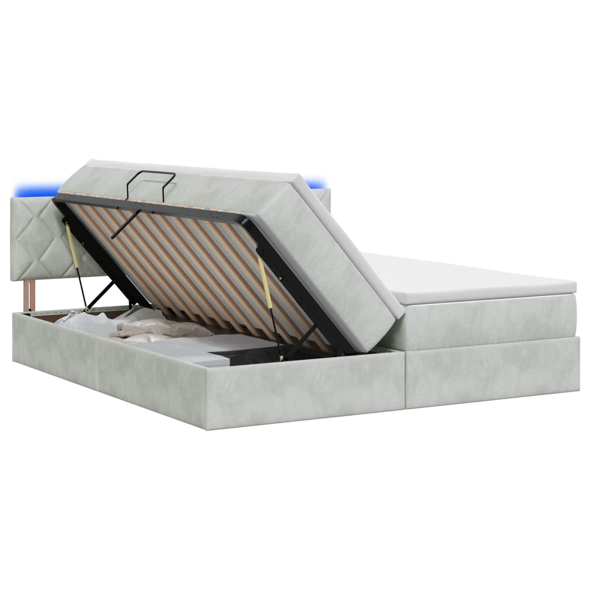 LED Opslagbed met Matras Lichtgrijs 180 x 200 cm Fluweel is nu te koop bij PeponiXL, paradijselijk wonen!