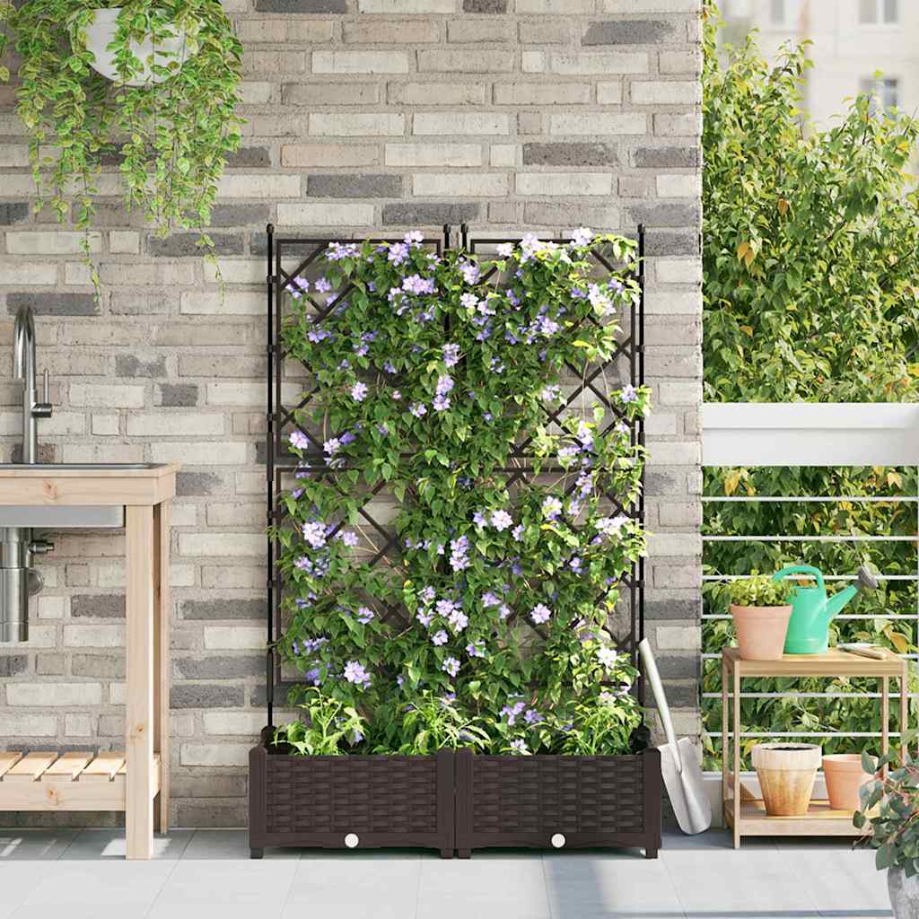 Plantenbak 2 st Bruin 80 x 40 x 125,5 cm PP is nu te koop bij PeponiXL, paradijselijk wonen!