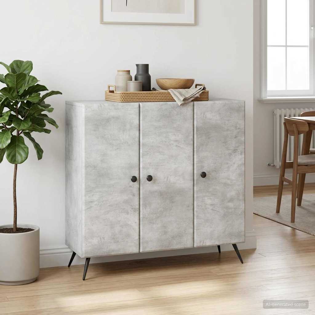 Dressoir Betongrijs 89 x 34,5 x 80 cm Bewerkt hout is nu te koop bij PeponiXL, paradijselijk wonen!