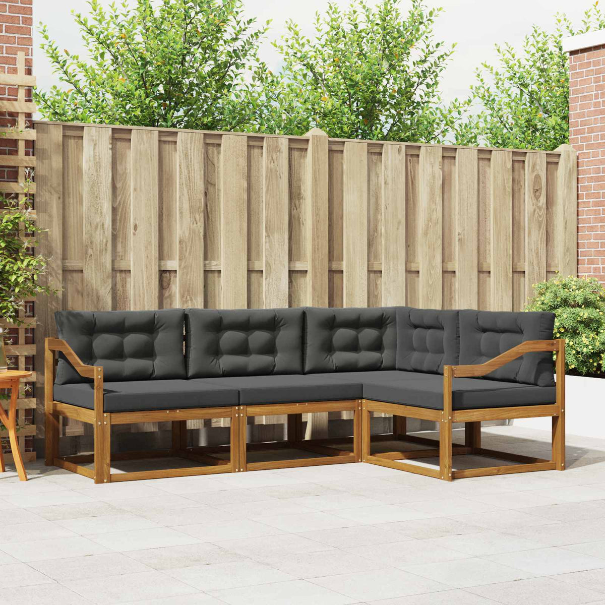 Buiten bankenset met kussen 4 pcs Natuurlijk en Antraciet is nu te koop bij PeponiXL, paradijselijk wonen!