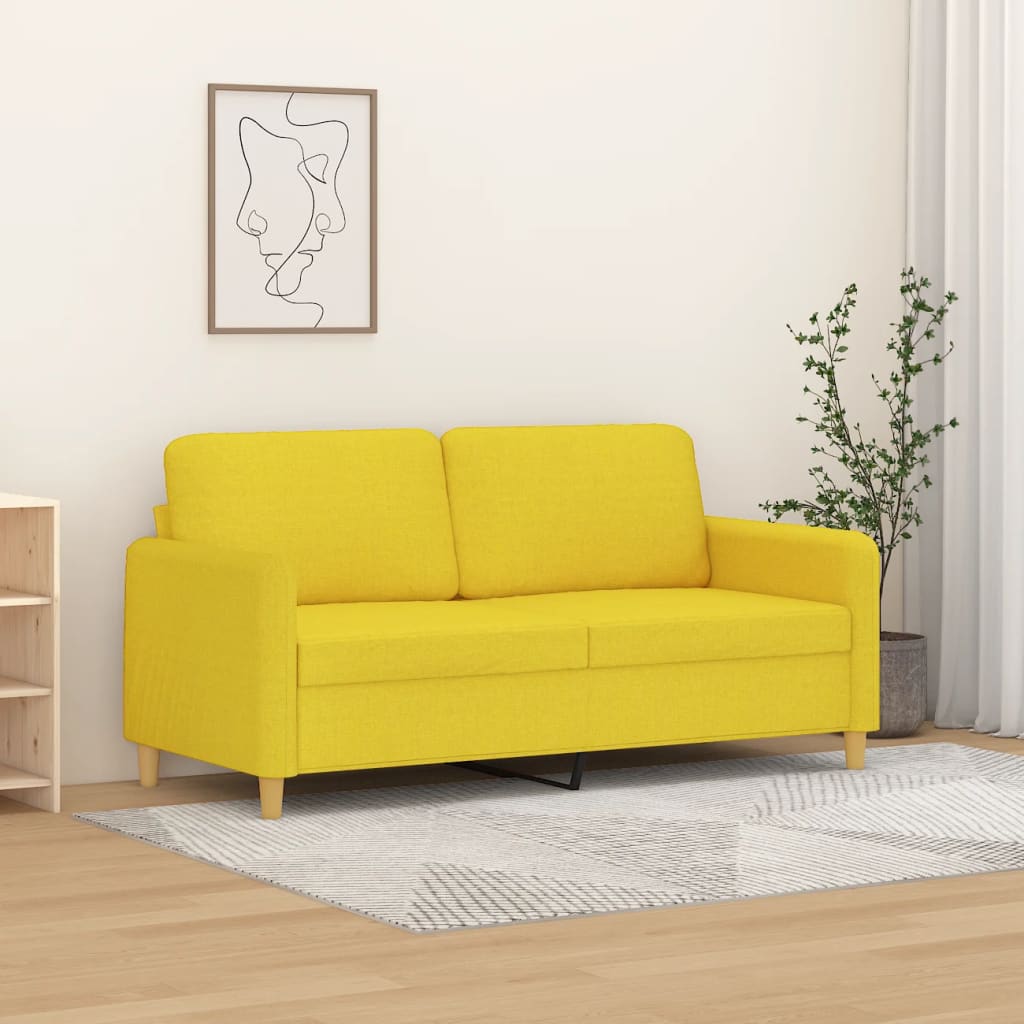 Tweezitsbank 140 cm stof lichtgeel is nu te koop bij PeponiXL, paradijselijk wonen!