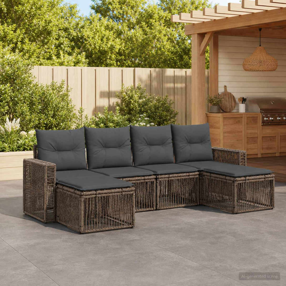 Tuinbankenset 6 pcs Grijs en Donkergrijs poly rattan is nu te koop bij PeponiXL, paradijselijk wonen!