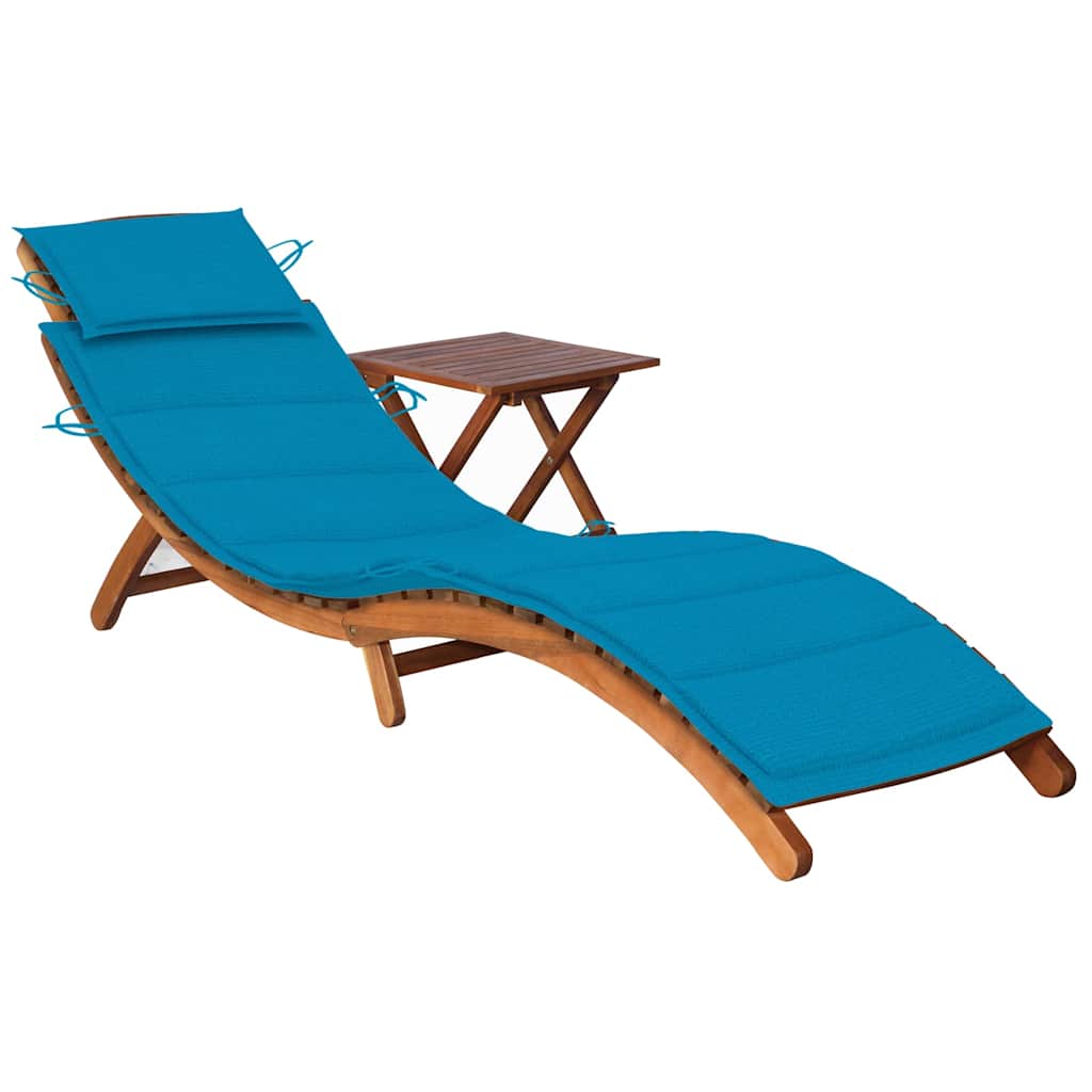 Ligbed met tafeltje en kussen massief acaciahout is nu te koop bij PeponiXL, paradijselijk wonen!