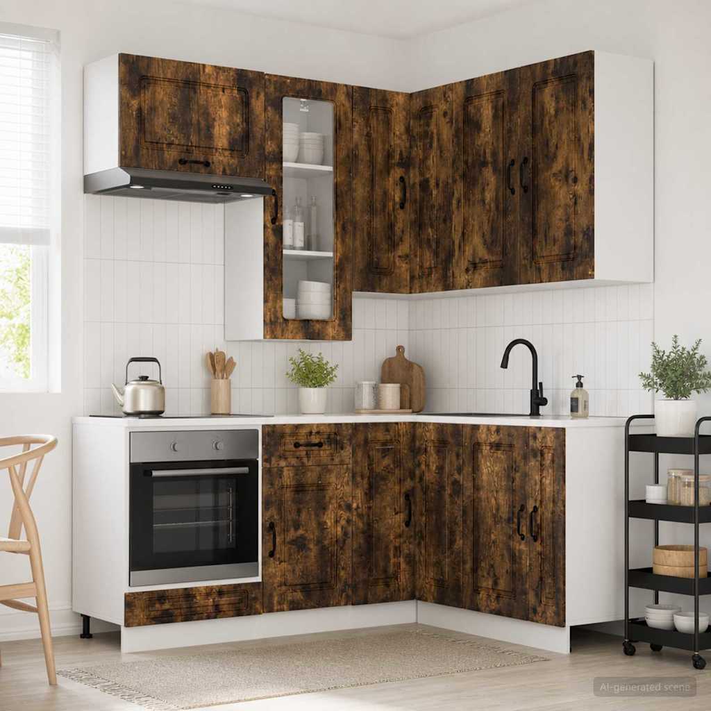 Keukenblok KALMAR 8 pcs Gerookt eiken Bewerkt hout is nu te koop bij PeponiXL, paradijselijk wonen!