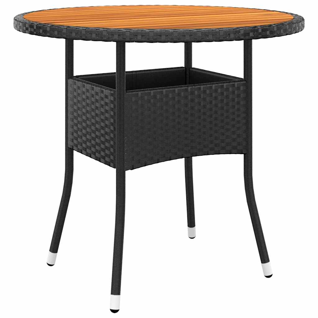 Tuintafel Ø80x75 cm acaciahout en poly rattan zwart is nu te koop bij PeponiXL, paradijselijk wonen!