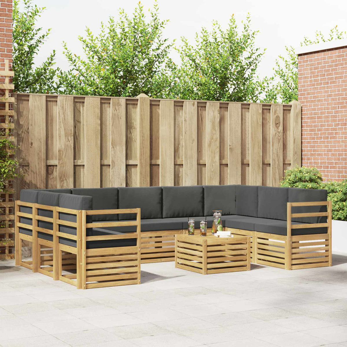 Buiten bankenset 8 pcs Wit en Anthraciet 59 x 59 x 37 cm is nu te koop bij PeponiXL, paradijselijk wonen!