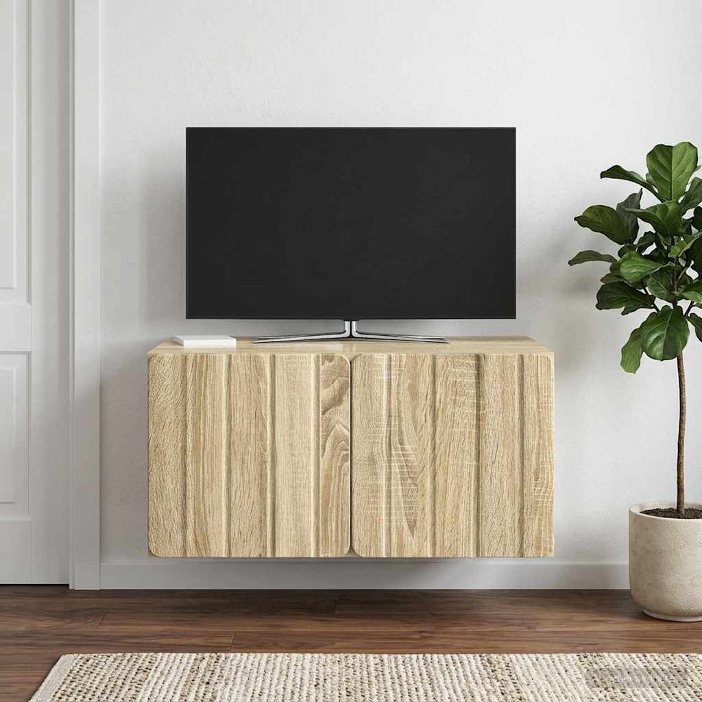 Wandbeugel TV-kast Sonoma Eiken 59,5 x 41 x 30 cm Bewerkt hout is nu te koop bij PeponiXL, paradijselijk wonen!