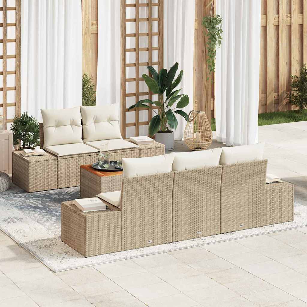 Tuinbankenset 6 st Beige en Crème poly rattan is nu te koop bij PeponiXL, paradijselijk wonen!