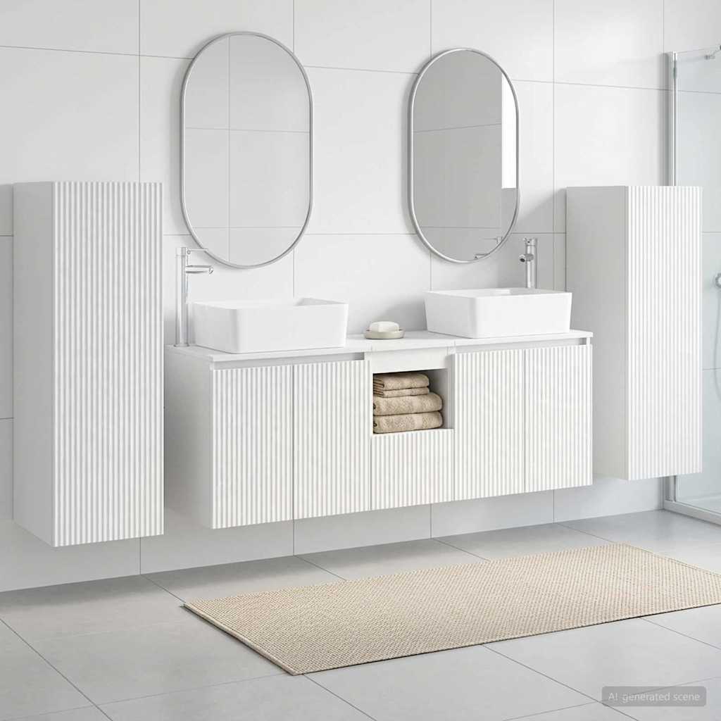 Badkamermeubelset 5 st Hoogglans Wit 33 x 34,5 x 100 cm is nu te koop bij PeponiXL, paradijselijk wonen!
