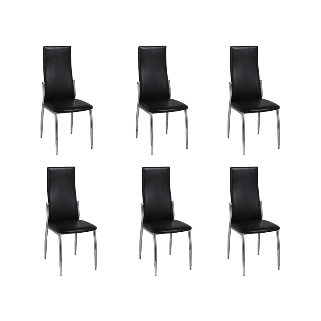 Eetkamerstoelen 6 st kunstleer zwart is nu te koop bij PeponiXL, paradijselijk wonen!