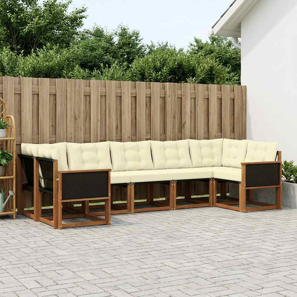 Buiten bankenset met kussen 7 pcs Natuurlijk en Crème is nu te koop bij PeponiXL, paradijselijk wonen!