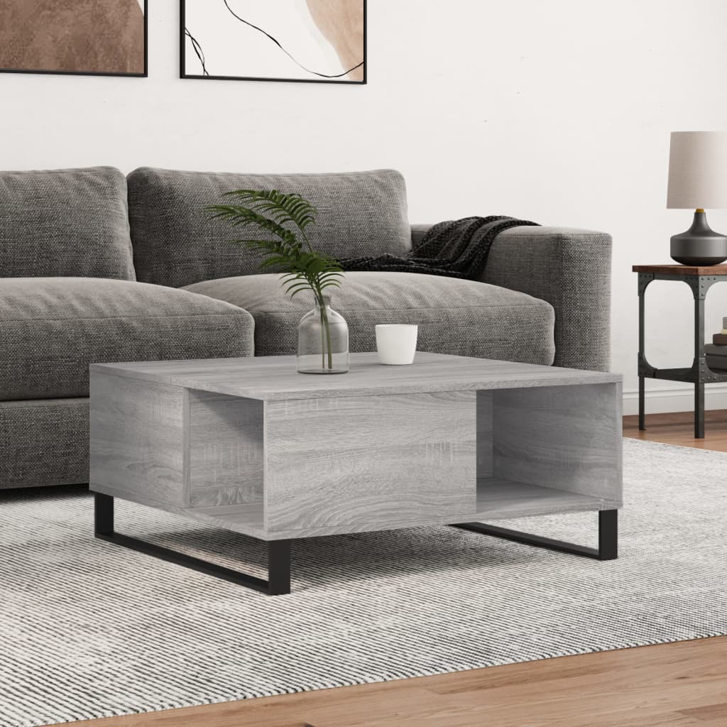 Salontafel 80x80x36,5 cm bewerkt hout grijs sonoma eikenkleurig is nu te koop bij PeponiXL, paradijselijk wonen!