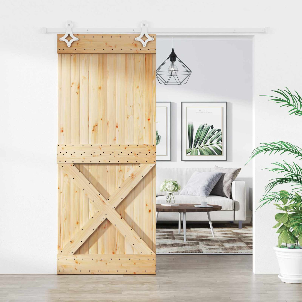 Schuifdeur Natuurlijk en Wit 85 x 210 cm Massief Grenenhout is nu te koop bij PeponiXL, paradijselijk wonen!