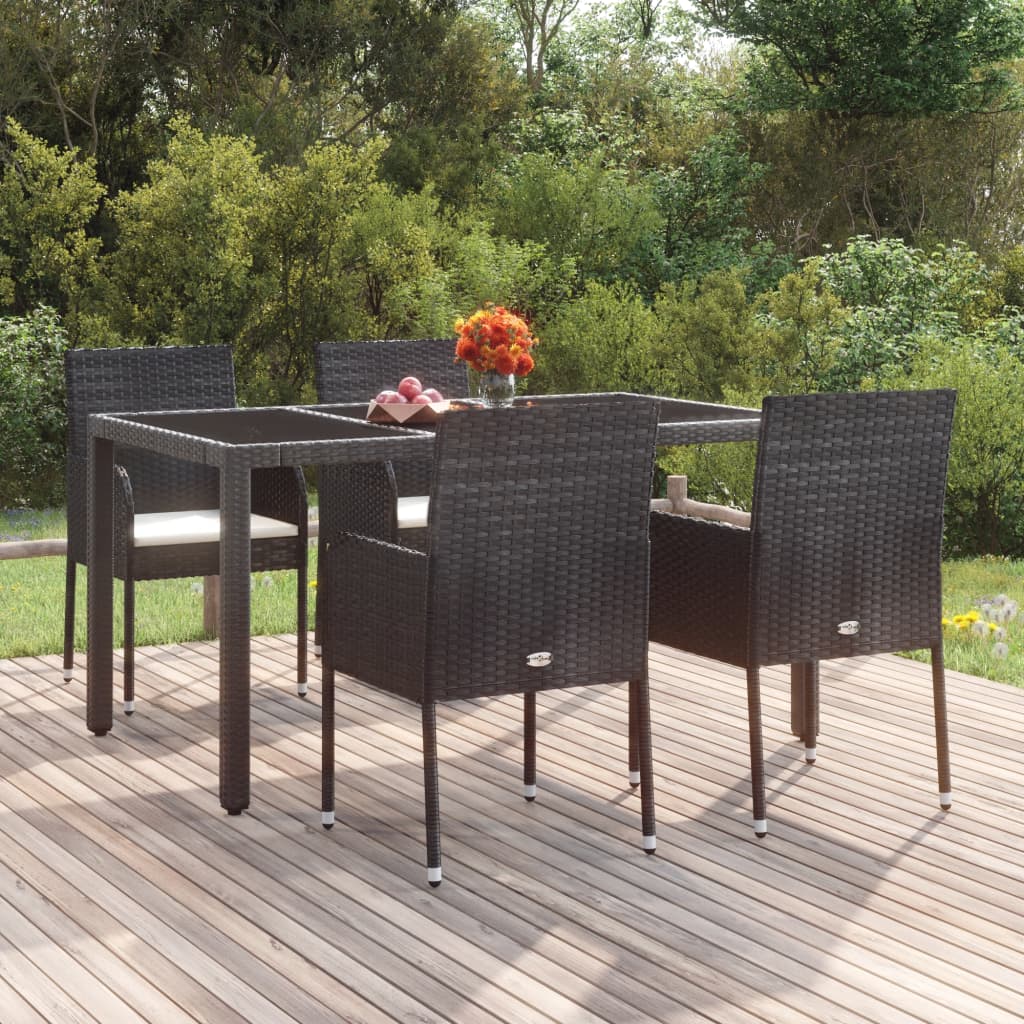 Tuinstoelen 4 st met kussens poly rattan zwart is nu te koop bij PeponiXL, paradijselijk wonen!
