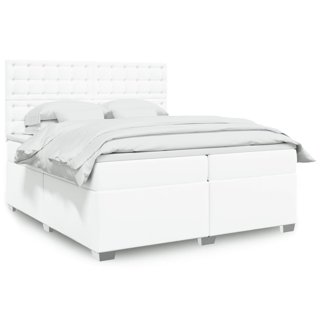 Boxspring met matras kunstleer wit 200x200 cm is nu te koop bij PeponiXL, paradijselijk wonen!