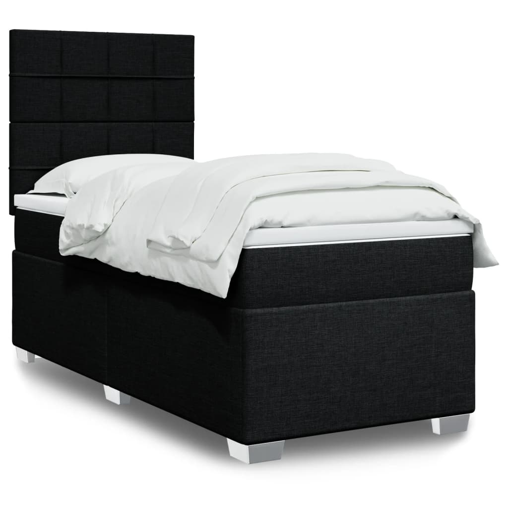 Boxspring met matras stof zwart 90x200 cm is nu te koop bij PeponiXL, paradijselijk wonen!