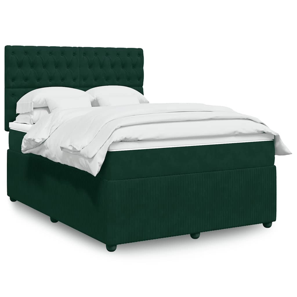 Boxspring met matras fluweel donkergroen 140x190 cm is nu te koop bij PeponiXL, paradijselijk wonen!
