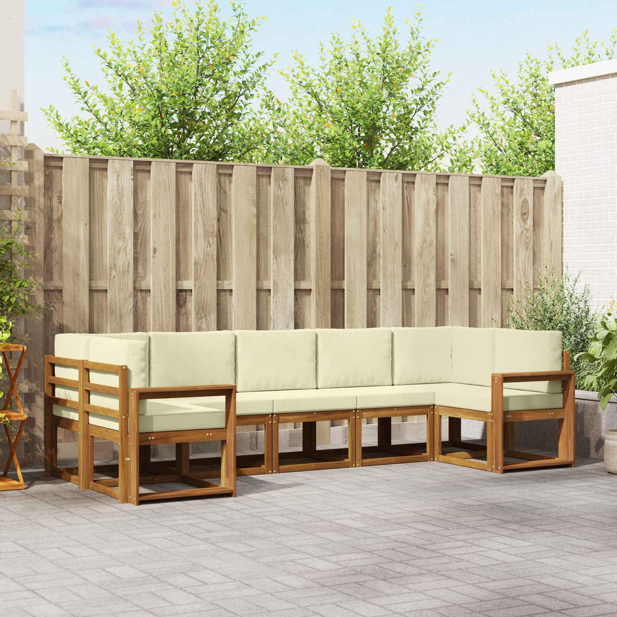 Buiten bankenset met kussen 7 pcs Natuurlijk en Crème is nu te koop bij PeponiXL, paradijselijk wonen!