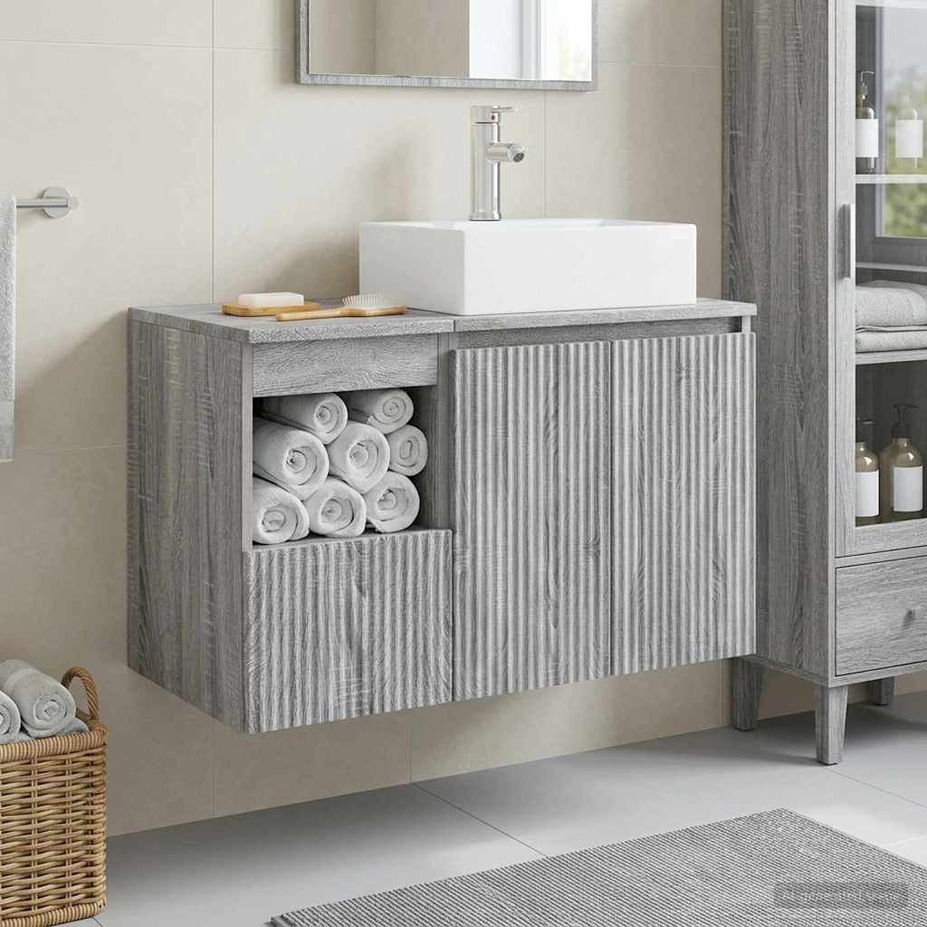 Badkamermeubelset 2 st Grijs Sonoma Bewerkt hout is nu te koop bij PeponiXL, paradijselijk wonen!