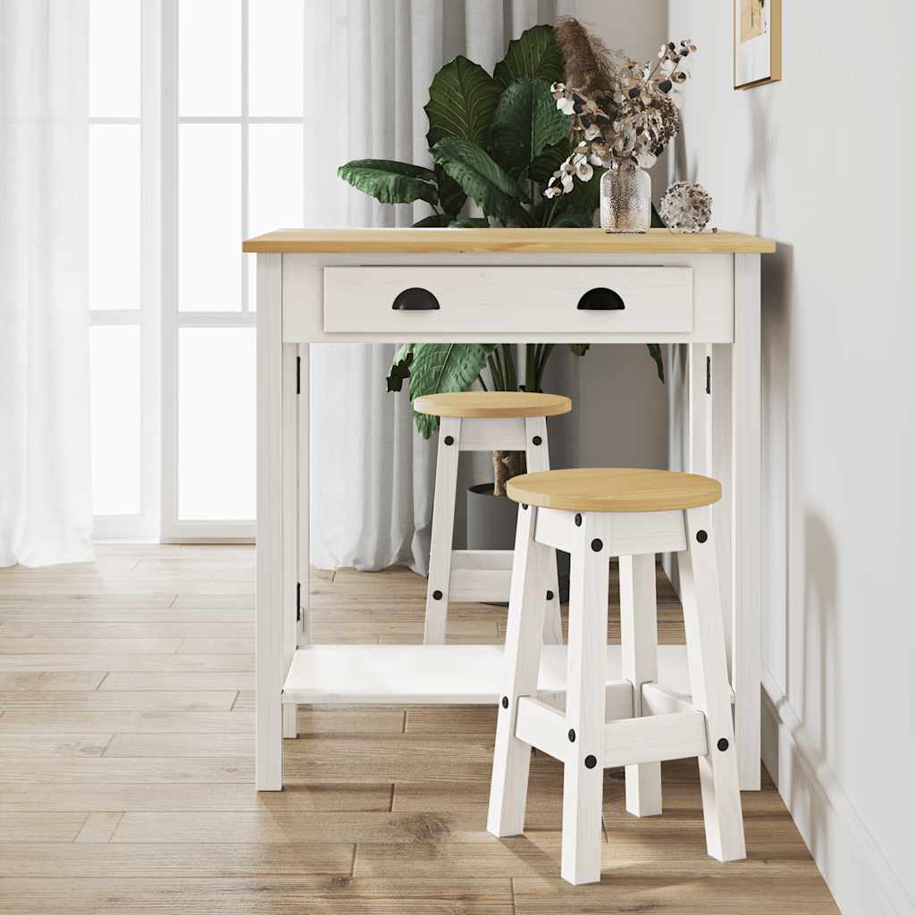 3-delige Barset massief grenenhout wit is nu te koop bij PeponiXL, paradijselijk wonen!