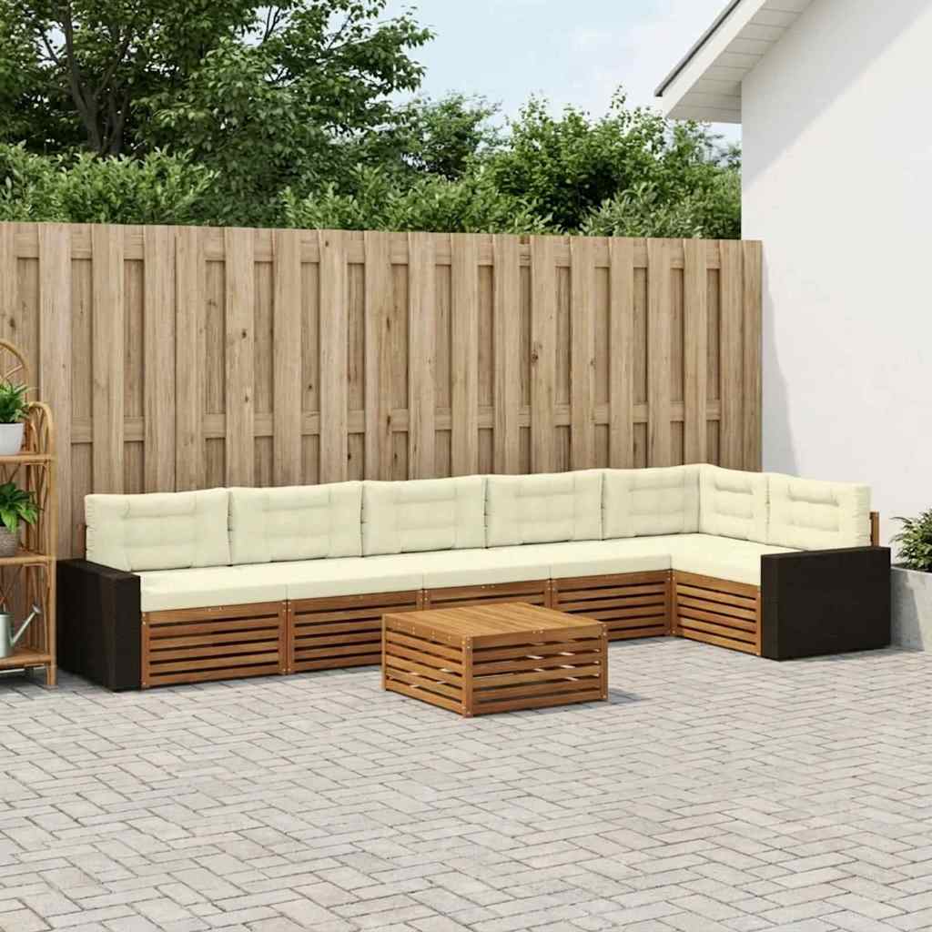 Buiten bankenset 7 pcs Natuurlijk en Crème 79 x 79 x 37 cm is nu te koop bij PeponiXL, paradijselijk wonen!
