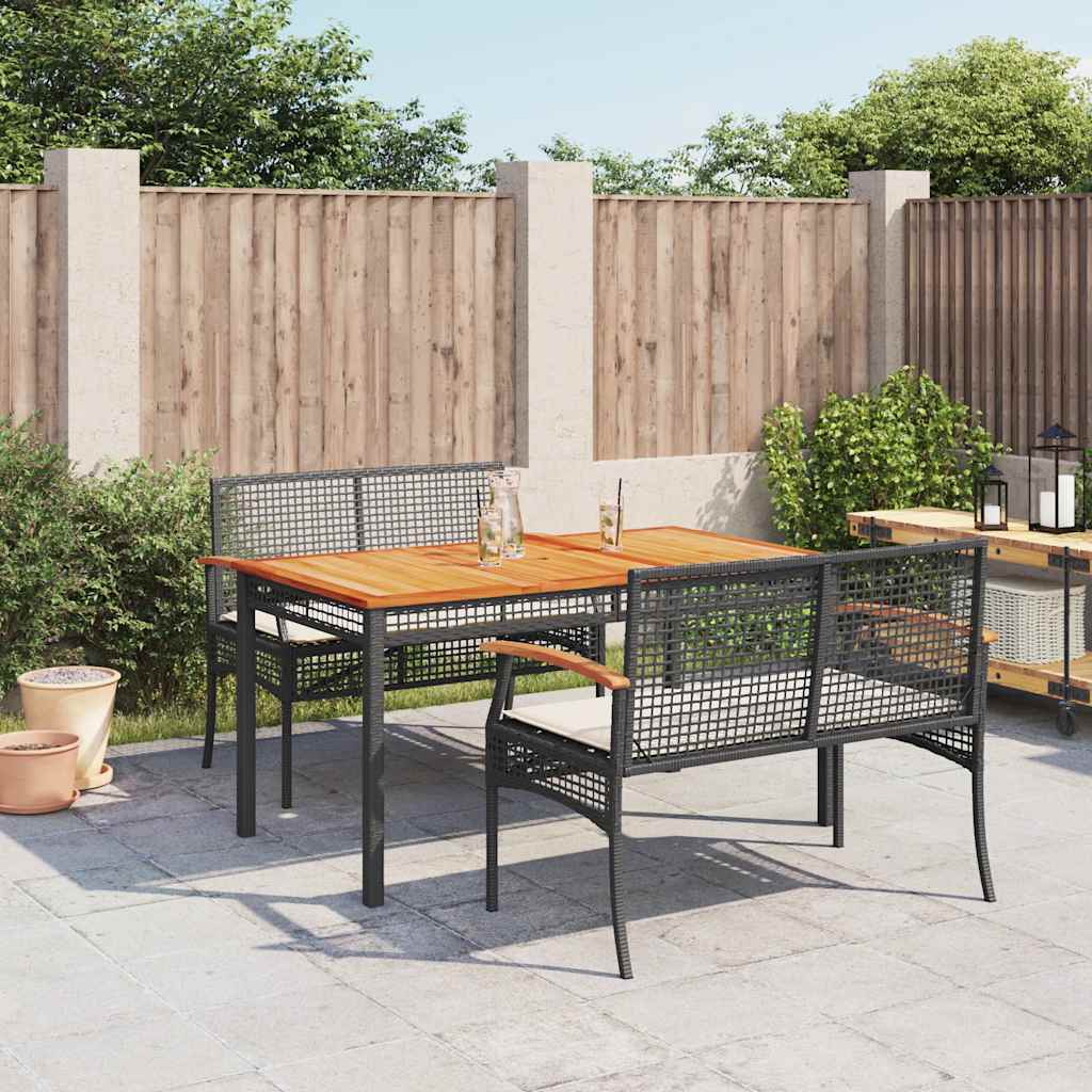 3-delige Tuinset met kussens poly rattan zwart is nu te koop bij PeponiXL, paradijselijk wonen!