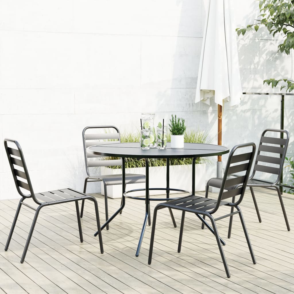 5-delige Tuinset stapelbaar gepoedercoat staal antracietkleur is nu te koop bij PeponiXL, paradijselijk wonen!