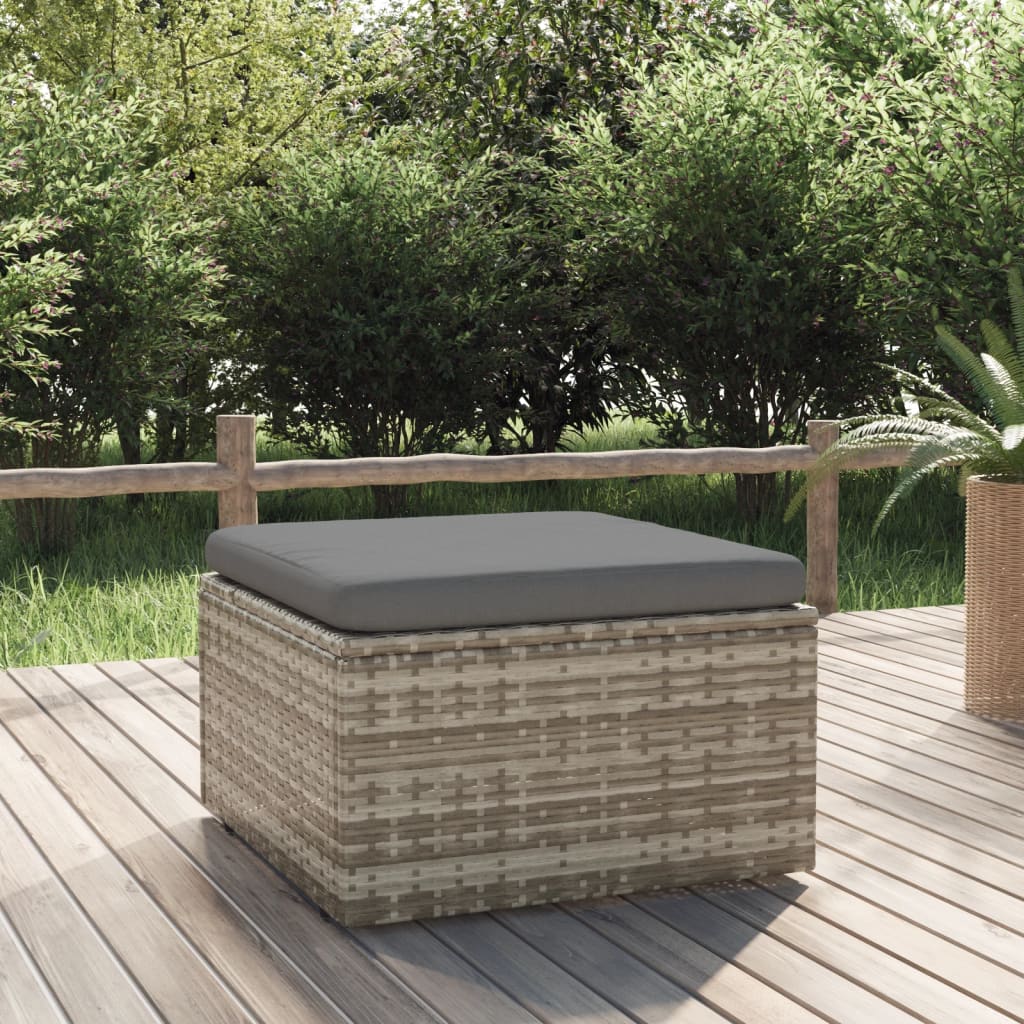 Voetensteun met kussen 55x55x30 cm poly rattan grijs is nu te koop bij PeponiXL, paradijselijk wonen!