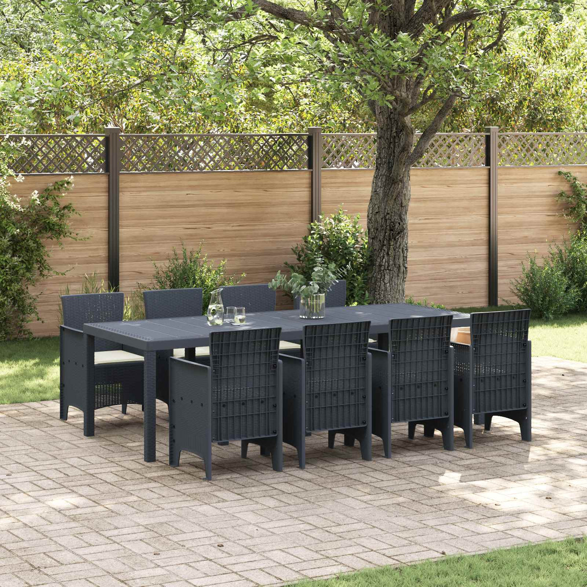 Tuin Eetset 9 pcs Antraciet Polypropyleen is nu te koop bij PeponiXL, paradijselijk wonen!