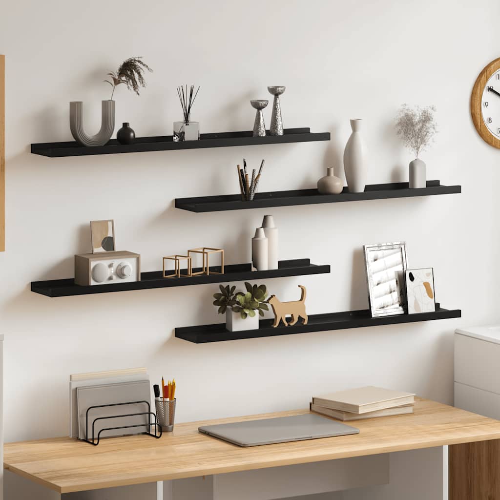 Wandschappen 4 st 80x9x3 cm zwart is nu te koop bij PeponiXL, paradijselijk wonen!