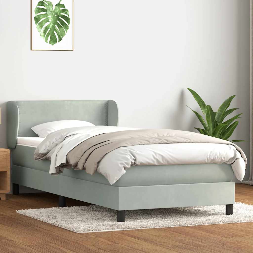 Boxspring met matras fluweel lichtgrijs 80x220 cm is nu te koop bij PeponiXL, paradijselijk wonen!