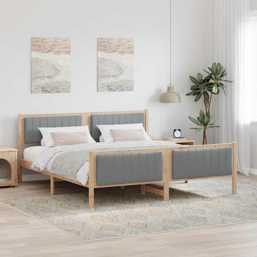 Bedframe Bruin en lichtgrijs 180 x 200 cm Massief grenenhout is nu te koop bij PeponiXL, paradijselijk wonen!