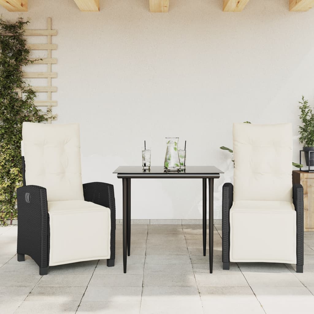 3-delige Tuinset met kussens poly rattan zwart is nu te koop bij PeponiXL, paradijselijk wonen!