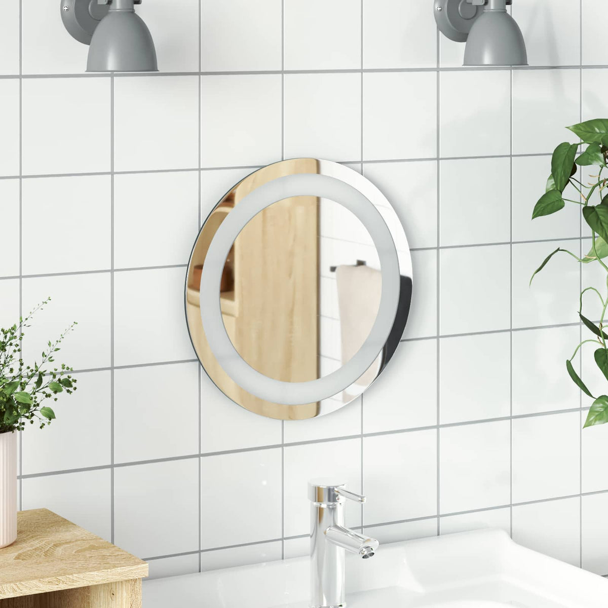 LED Badkamer Spiegel Transparant Ø 30 cm gehard glas is nu te koop bij PeponiXL, paradijselijk wonen!