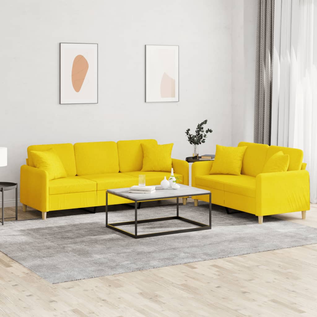 2-delige Loungeset met kussens stof lichtgeel is nu te koop bij PeponiXL, paradijselijk wonen!