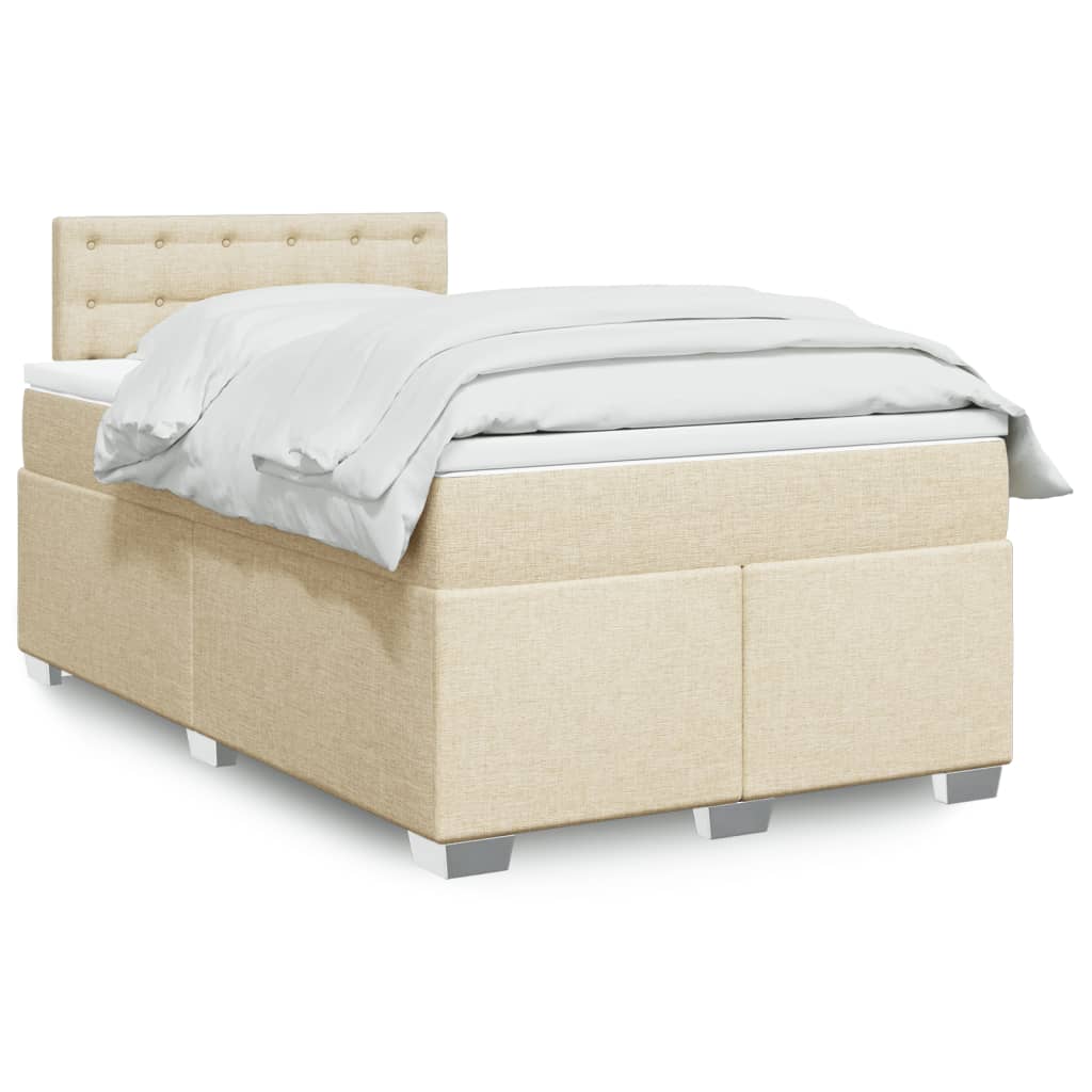 Boxspring met matras stof crèmekleurig 120x200 cm is nu te koop bij PeponiXL, paradijselijk wonen!