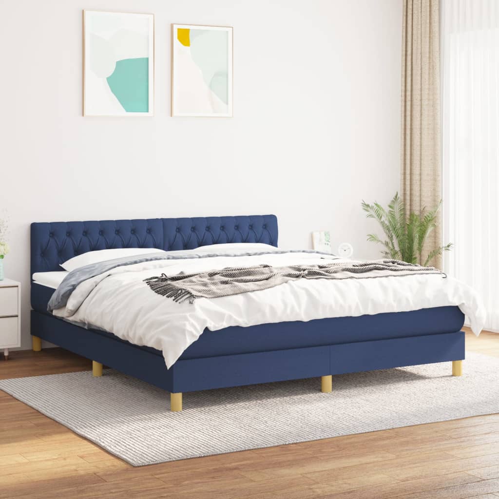 Boxspring met matras stof blauw 180x200 cm is nu te koop bij PeponiXL, paradijselijk wonen!