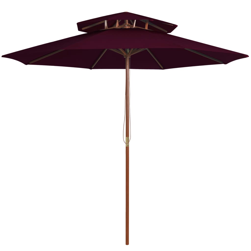 Parasol dubbeldekker met houten paal 270 cm bordeauxrood is nu te koop bij PeponiXL, paradijselijk wonen!
