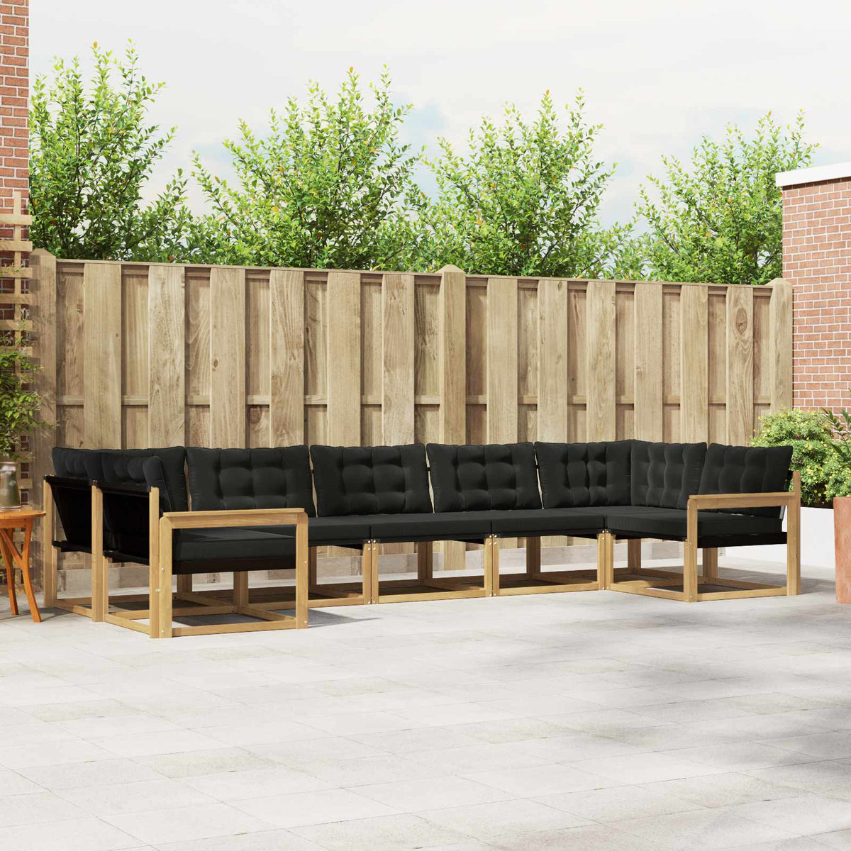 Buiten bankenset met kussen 7 pcs Wit en zwart is nu te koop bij PeponiXL, paradijselijk wonen!