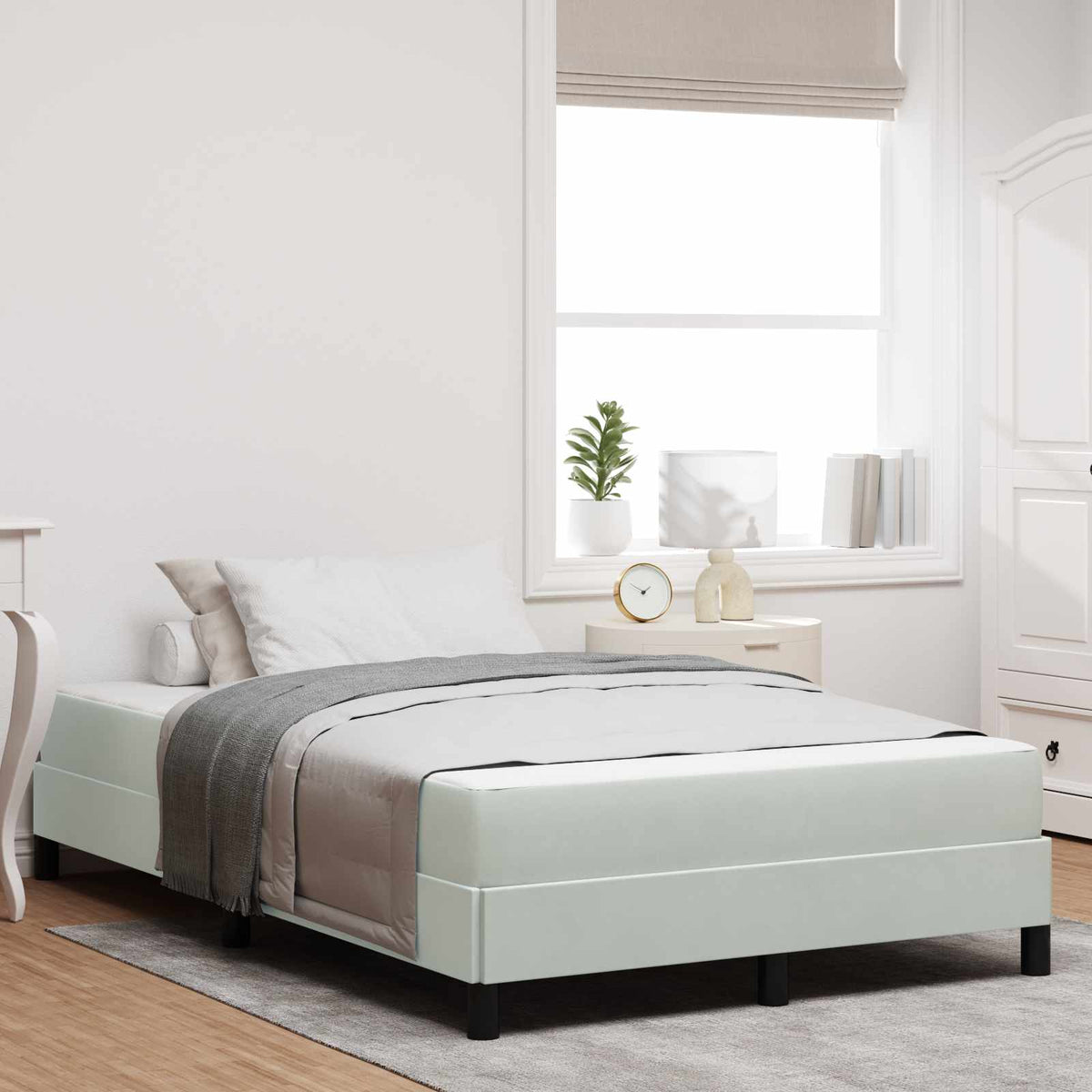Boxspringbed met matras Lichtgrijs 120 x 200 cm Stof is nu te koop bij PeponiXL, paradijselijk wonen!