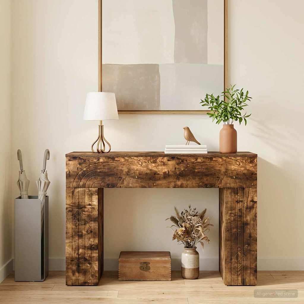 Salontafel Gerookt eiken 102 x 35 x 75 cm Bewerkt hout is nu te koop bij PeponiXL, paradijselijk wonen!
