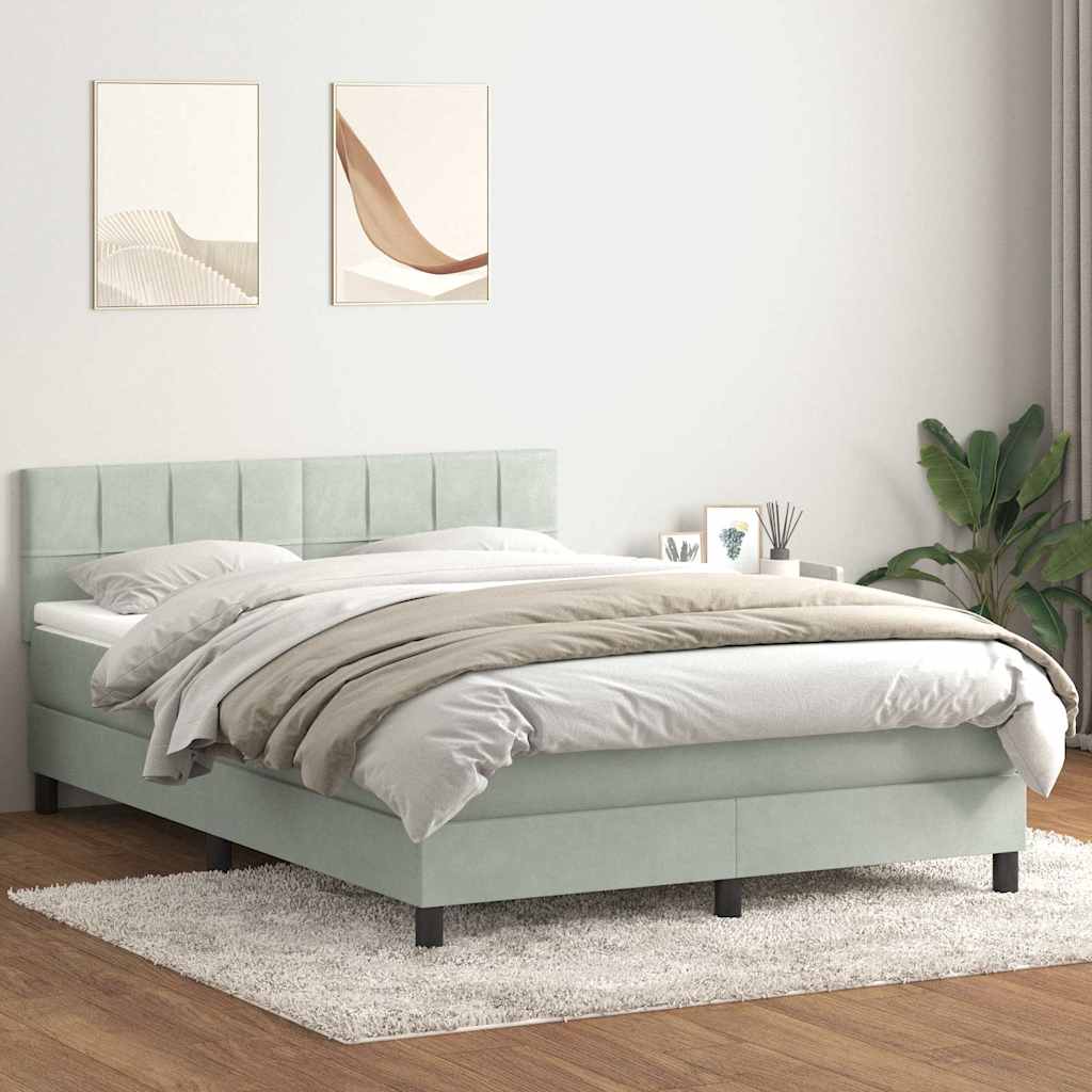 Boxspring met matras fluweel lichtgrijs 160x220 cm is nu te koop bij PeponiXL, paradijselijk wonen!