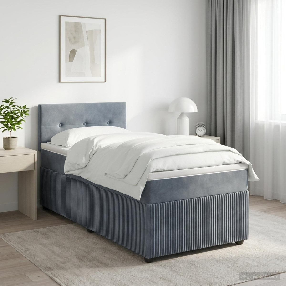 Boxspringbed met matras Donkergrijs 100 x 200 cm Fluweel is nu te koop bij PeponiXL, paradijselijk wonen!