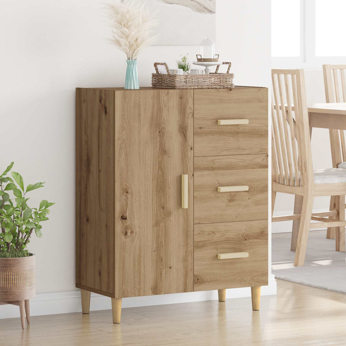 Dressoir Artisan Eiken 34 x 69.5 x 90 cm Bewerkt hout is nu te koop bij PeponiXL, paradijselijk wonen!